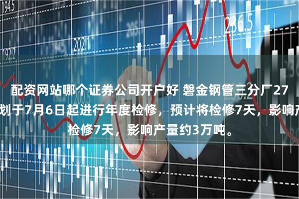 配资网站哪个证券公司开户好 磐金钢管三分厂273mm两线计划于7月6日起进行年度检修，预计将检修7天，影响产量约3万吨。