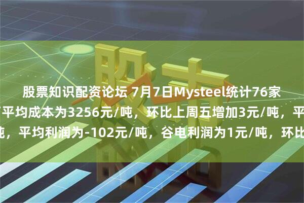 股票知识配资论坛 7月7日Mysteel统计76家独立电弧炉建筑钢材钢厂平均成本为3256元/吨，环比上周五增加3元/吨，平均利润为-102元/吨，谷电利润为1元/吨，环比上周五减少8元/吨。